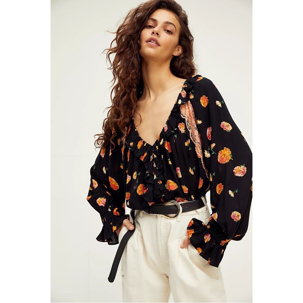 NWOT Free People Poppy Printed Bodysuit